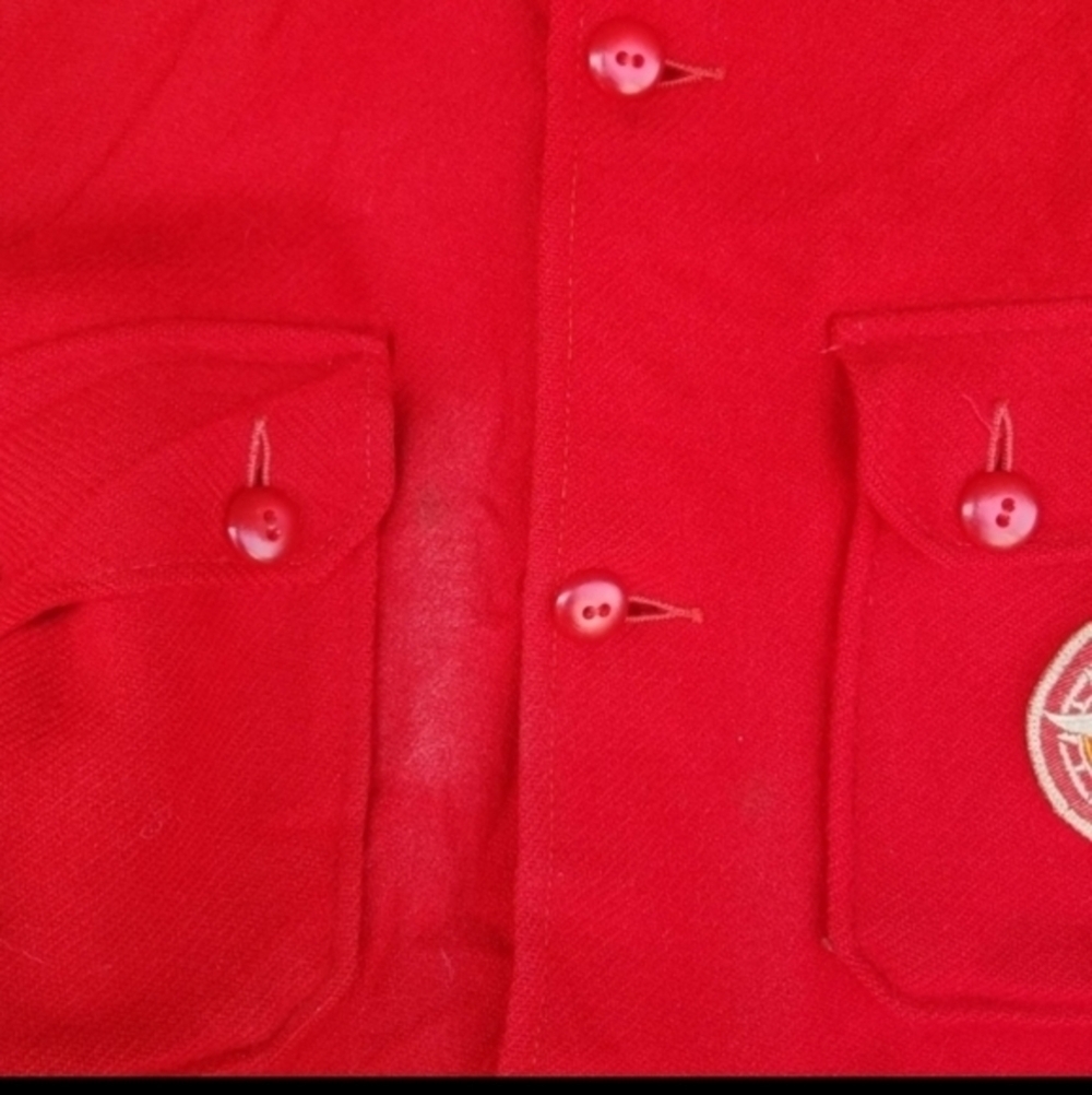 Vintage Red Wool Shirt Jacket XL XXL Chore Coat Workwear Overshirt - Picture 8 of 12